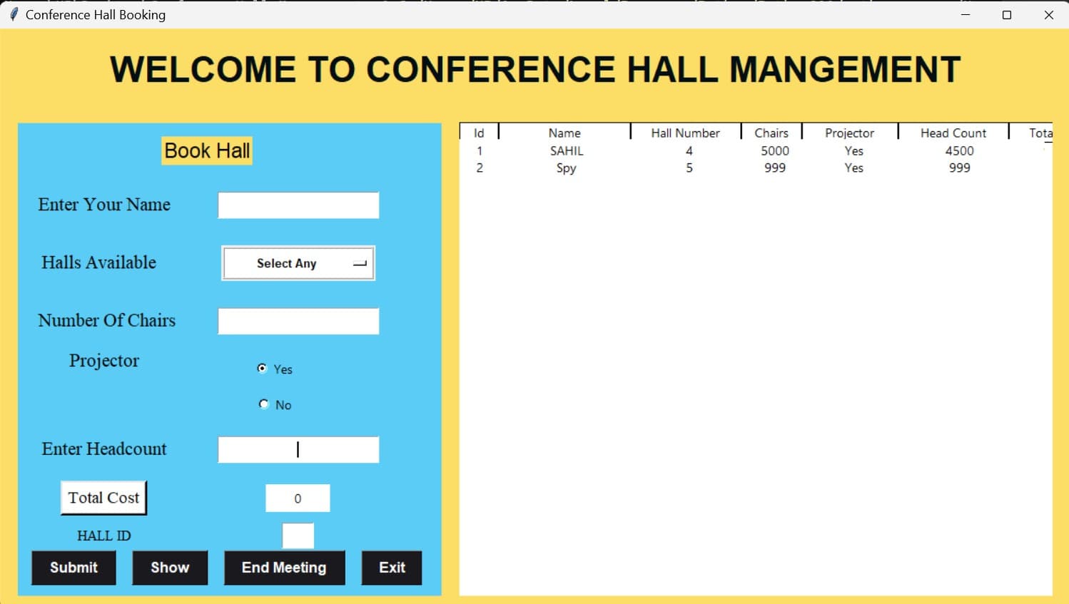 🏢🧑🏻‍💻~ Conference Hall Management System